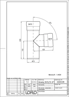 LORO-XCL ABZWEIG 1.4404 87 GR.DN 70/70 – Bild 2