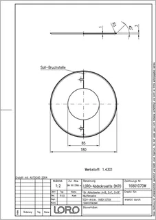 LORO-ABDECKROSETTE BALKONE.F.MUFFE SER.A ,B,E,F,FF,G,GF,I DN 70 – Bild 2