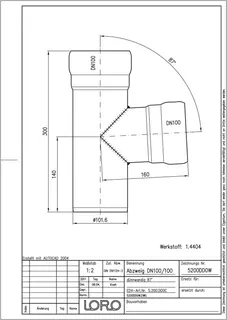 LORO-XCL ABZWEIG 1.4404 87 GR.DN 100/100 – Bild 2