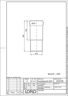 LORO-XCL EINSCHIEBMUFFE 1.4404 DN 70 – Bild 2