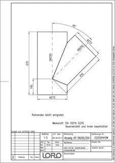LORO-X ABZWEIG 45 GR.MUFFENLOS, DN 250/250 – Bild 2