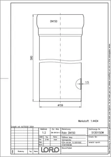 LORO-XCL ROHR 1.4404 1MU.500 MM DN 150 – Bild 2
