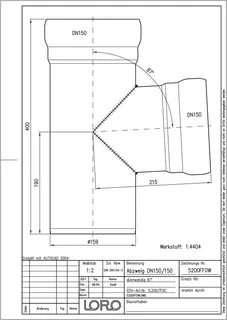 LORO-XCL ABZWEIG 1.4404 87 GR.DN 150/150 – Bild 2