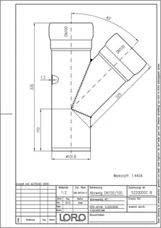 LORO-XCL ABZWEIG 1.4404 45 GR.DN 100/100 – Bild 2
