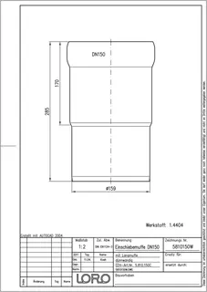 LORO-XCL EINSCHIEBMUFFE 1.4404 DN 150 – Bild 2