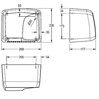 Aquarotter Händetrockner, Kunststoff, IR, 268x230x177 mm, 230 VAC – Bild 3