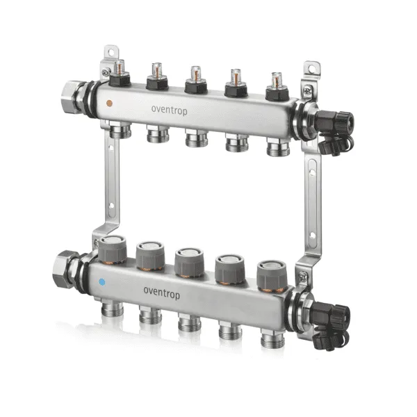OVENTROP-"Multidis SFQ" Edelstahl- verteiler mit Durchflussindikator 4 Kr.