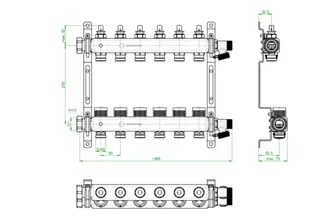 OVENTROP-"Multidis SFQ" Edelstahl- verteiler mit Durchflussindikator 6 Kr. – Bild 2