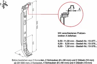 WEMEFA Wandkonsole-Satz EKV-Plus-BH 600 (Kermi-Hk), Pratzenbr. 9,5mm, 10-377600 – Bild 3