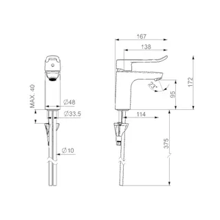 EHM Waschtisch-Batt. HANSACLINICA 4502 CU-Rohr 180 mm Bed.he. lang Ausld. 114 – Bild 3