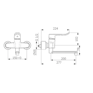 EHM Waschtisch-Batt. HANSACLINICA 0153 Bügelh Bed.he. lang Ausld. 277 mm DN15 chr – Bild 3