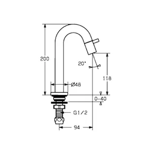 EHM Waschtisch-Batt. HANSANOVA 5093 Ausld. 94 mm DN15 Matt-Schwarz – Bild 3