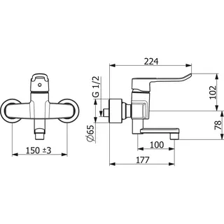 EHM Waschtisch-Batt. HANSACLINICA 0152 Bügelh Bed.he. lang Ausld. 177 mm DN15 chr – Bild 3
