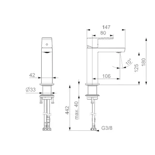 EHM Waschtisch-Batt. HANSASTELA 5719 Ausld. 174mm chr – Bild 3