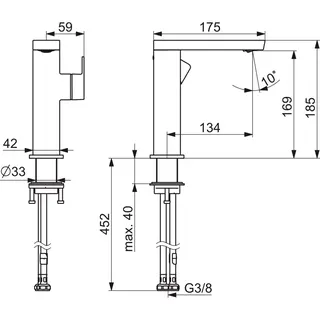 EHM Waschtisch-Batt. HANSASTELA 5714 Ausld. 175mm chr – Bild 3