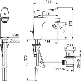 EHM Waschtisch-Batt. HANSACLINICA 4501 CU-Rohr Zugst.Ablgarn. Bed.he. lang – Bild 2