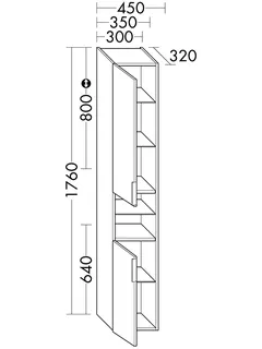 sanibel-Hochschrank 2.0 FLEX HS3032L links 300x1760mm Eiche Urban – Bild 2