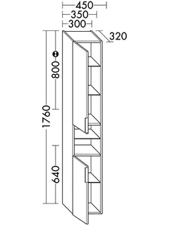 sanibel-Hochschrank 2.0 FLEX HS3532L links 350x1760mm Eiche Rost – Bild 2