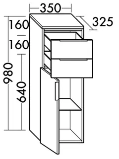 sanibel-Mittelschrank 2.0 FLEX UHIG035L links 350x980mm Eiche Rost – Bild 3
