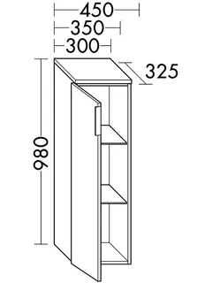 sanibel-Mittelschrank 2.0 FLEX UHZG030L links 300x980mm Eiche Rost – Bild 2