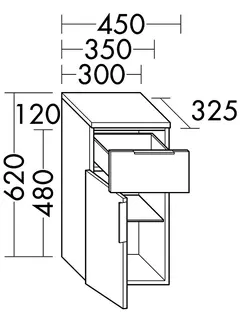 sanibel-Unterschrank 2.0 FLEX USJW035L links 350x620mm Graphit Matt – Bild 3