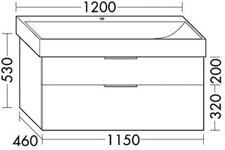 sanibel-Waschtisch-Unterbau 2.0 FLEX WVLI115 1150mm breit Schubl/Auszug Graphit Matt – Bild 3