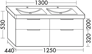 sanibel-Waschtisch-Unterbau 2.0 FLEX WVLN125 1250mm 2 Schubl/2 Auszüge Eiche Rost – Bild 3