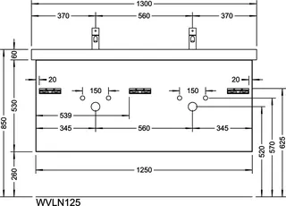 sanibel-Waschtisch-Unterbau 2.0 FLEX WVLN125 1250mm 2 Schubl/2 Auszüge Eiche Rost – Bild 2
