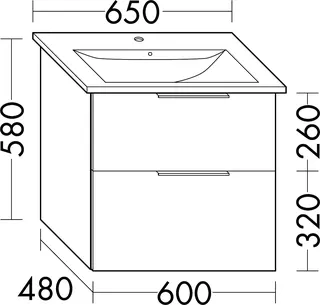 sanibel-Waschtisch-Unterbau 2.0 FLEX WVLV060 600mm breit Schubl/Auszug Eiche Rost – Bild 2