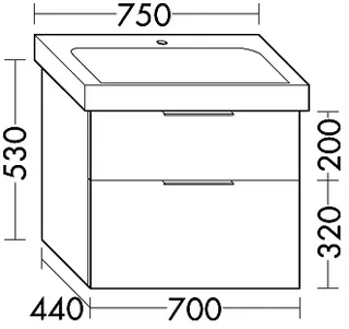 sanibel-Waschtisch-Unterbau 2.0 FLEX WVLZ070 700mm breit Schubl/Auszug Graphit Matt – Bild 3