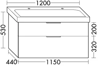 sanibel-Waschtisch-Unterbau 2.0 FLEX WVLZ115 1150mm breit Schubl/Auszug Eiche Rost – Bild 2