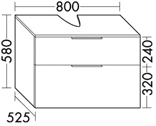 sanibel-Waschtisch-Unterbau UNI 2.0 FLEX WVMB080 800mm breit Schubl/Auszug Eiche Rost – Bild 2