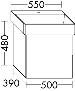 sanibel-Waschtisch-Unterbau 2.0 FLEX WVNG050L 500mm breit Tür links Eiche Cashmere – Bild 2