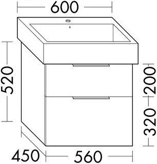 sanibel-Waschtisch-Unterbau 2.0 FLEX WVYO056 560mm Schubl/Auszug Graphit Matt – Bild 2