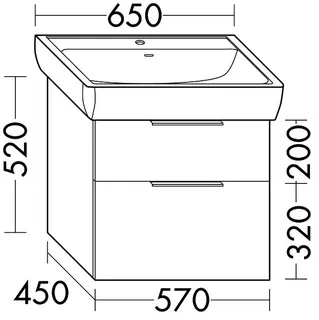 sanibel-Waschtisch-Unterbau 2.0 FLEX WWJK057 570mm breit Schubl/Auszug Eiche Rost – Bild 2
