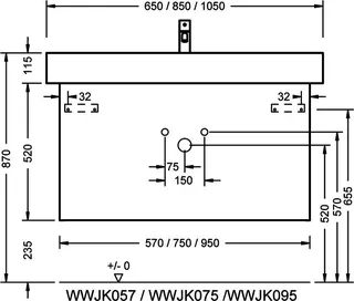 sanibel-Waschtisch-Unterbau 2.0 FLEX WWJK057 570mm breit Schubl/Auszug Graphit Matt – Bild 3