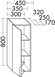 sanibel-Hängeschrank 2.0 FLEX H3040L links 300x800x320mm Eiche Rost – Bild 2