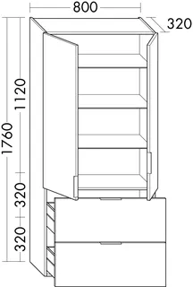 sanibel-Hochschrank 2.0 FLEX HSBC080 800x1760mm Marone Trüffel – Bild 2
