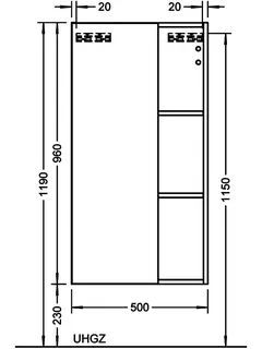 sanibel-Mittelschrank 2.0 FLEX UHGZ050R rechts 500x980mm Eiche Rost – Bild 3