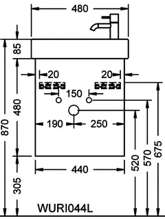 sanibel-Waschtisch-Unterbau 2.0 FLEX WURI044L 440mm breit Tür links Eiche Rost – Bild 2