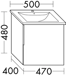 sanibel-Waschtisch-Unterbau 2.0 FLEX WVBQ045R 470mm breit Tür rechts Eiche Rost – Bild 2