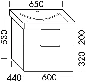 sanibel-Waschtisch-Unterbau 2.0 FLEX WVLN060 600mm breit Schubl/Auszug Eiche Rost – Bild 2