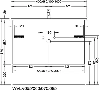 sanibel-Waschtisch-Unterbau 2.0 FLEX WVLV055 550mm breit Schubl/Auszug Eiche Rost – Bild 2