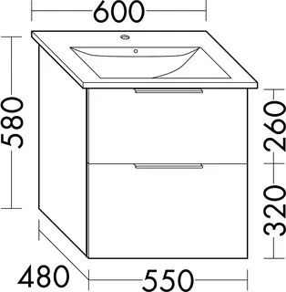 sanibel-Waschtisch-Unterbau 2.0 FLEX WVLV055 550mm breit Schubl/Auszug Basaltgrau – Bild 2