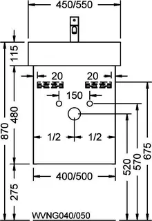 sanibel-Waschtisch-Unterbau 2.0 FLEX WVNG050R 500mm breit Tür rechts Eiche Rost – Bild 3