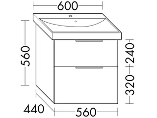 sanibel-Waschtisch-Unterbau 2.0 FLEX WVYB056 560mm Schubl/Auszug Graphit Matt – Bild 2