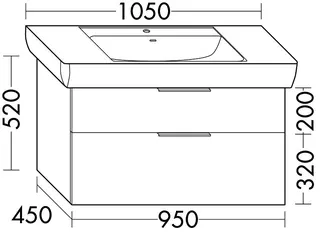 sanibel-Waschtisch-Unterbau 2.0 FLEX WWJK095 950mm breit Schubl/Auszug Eiche Rost – Bild 2