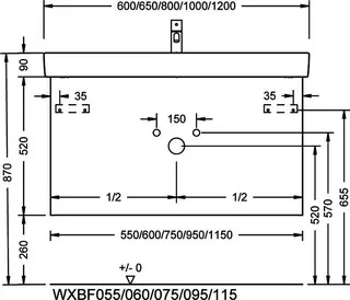 sanibel-Waschtisch-Unterbau 2.0 FLEX WXBF055 550mm breit Schubl/Auszug Eiche Rost – Bild 3