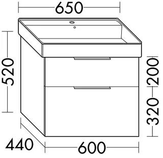 sanibel-Waschtisch-Unterbau 2.0 FLEX WXBF060 600mm breit Schubl/Auszug Eiche Rost – Bild 2