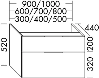 sanibel-Unterschrank 2.0 FLEX WXBK080 zu Konsole 800x520x440mm Eiche Rost – Bild 2